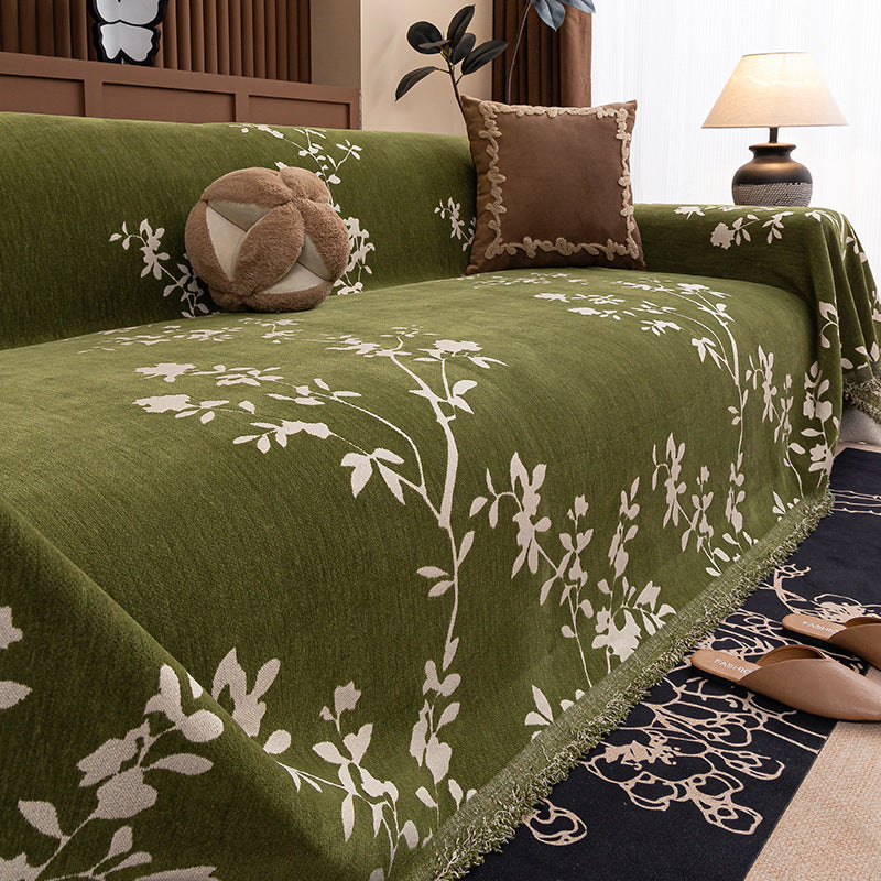 HKM-825811 Universal Sofa Cover with Plant and Flower Design in Multiple Sizes