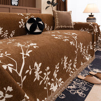 HKM-825811 Universal Sofa Cover with Plant and Flower Design in Multiple Sizes
