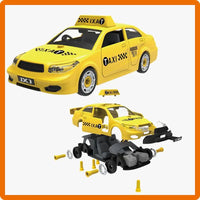 HKM-826003 DIY Assembly Vehicle Toy Set - Taxi, Police Car & Fire Truck with Electric Screwdriver for Kids Ages 3+