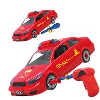 HKM-826003 DIY Assembly Vehicle Toy Set - Taxi, Police Car & Fire Truck with Electric Screwdriver for Kids Ages 3+