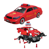 HKM-826003 DIY Assembly Vehicle Toy Set - Taxi, Police Car & Fire Truck with Electric Screwdriver for Kids Ages 3+