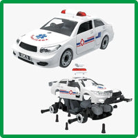 HKM-826003 DIY Assembly Vehicle Toy Set - Taxi, Police Car & Fire Truck with Electric Screwdriver for Kids Ages 3+