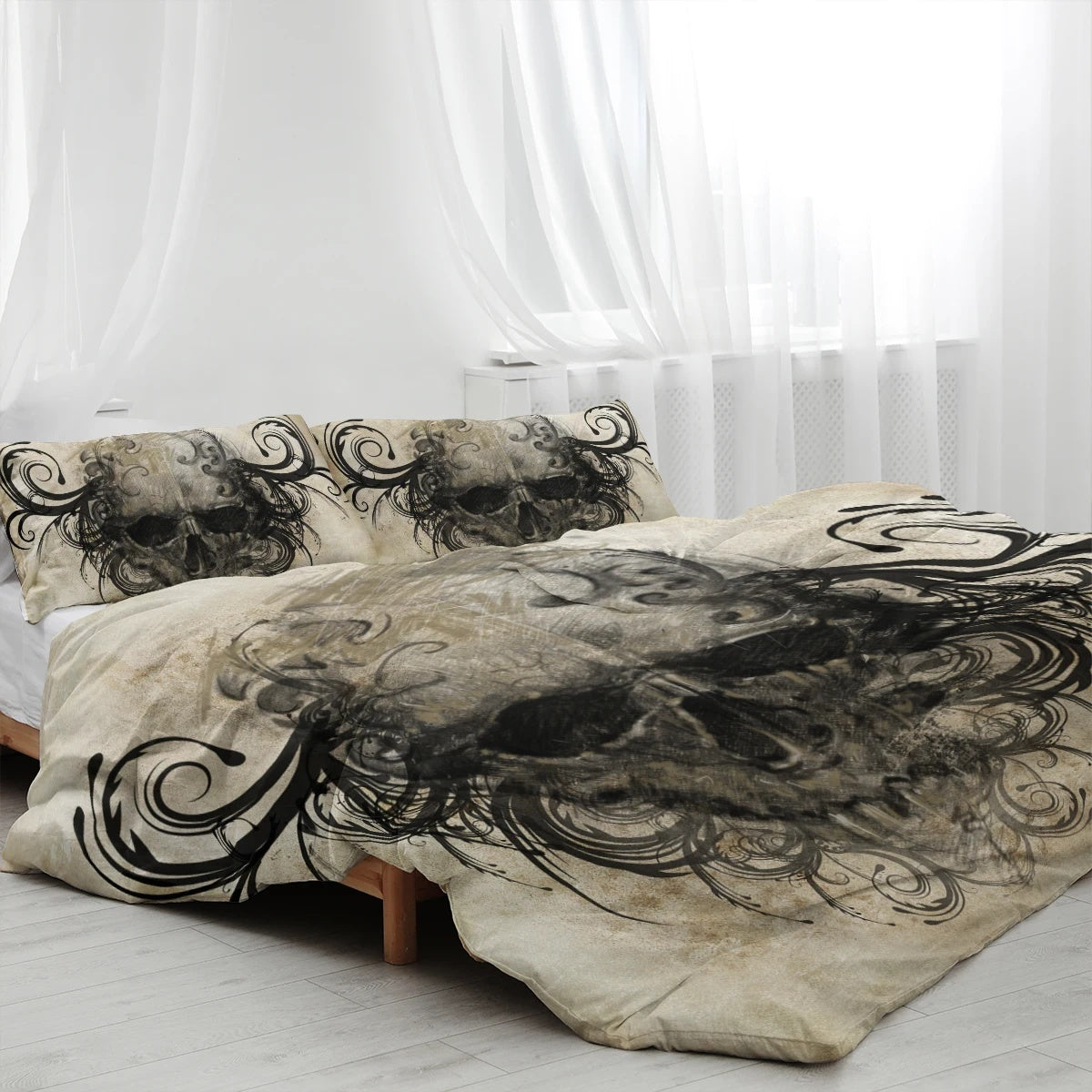 HKM-826067 Digital Printing Skull Series Modern Bedding Set in Various Sizes, Synthetic Fabric