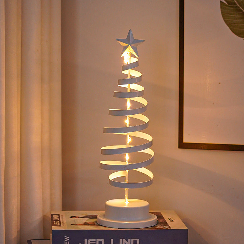 HKM-826515 LED Spiral Christmas Tree Table Light - Metal Night Lamp for Festive Home Decoration