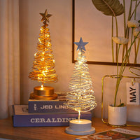 HKM-826515 LED Spiral Christmas Tree Table Light - Metal Night Lamp for Festive Home Decoration