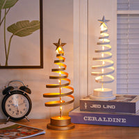 HKM-826515 LED Spiral Christmas Tree Table Light - Metal Night Lamp for Festive Home Decoration