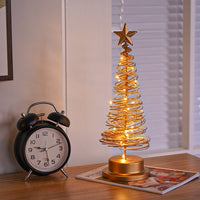 HKM-826515 LED Spiral Christmas Tree Table Light - Metal Night Lamp for Festive Home Decoration