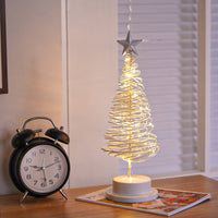 HKM-826515 LED Spiral Christmas Tree Table Light - Metal Night Lamp for Festive Home Decoration