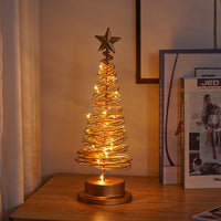 HKM-826515 LED Spiral Christmas Tree Table Light - Metal Night Lamp for Festive Home Decoration