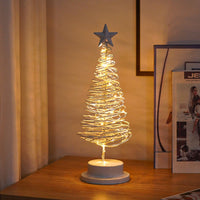 HKM-826515 LED Spiral Christmas Tree Table Light - Metal Night Lamp for Festive Home Decoration