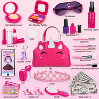 HKM-826579 Unicorn Makeup Toy Kit for Kids - Pretend Play Purse Set for Ages 2-7
