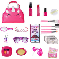 HKM-826579 Unicorn Makeup Toy Kit for Kids - Pretend Play Purse Set for Ages 2-7