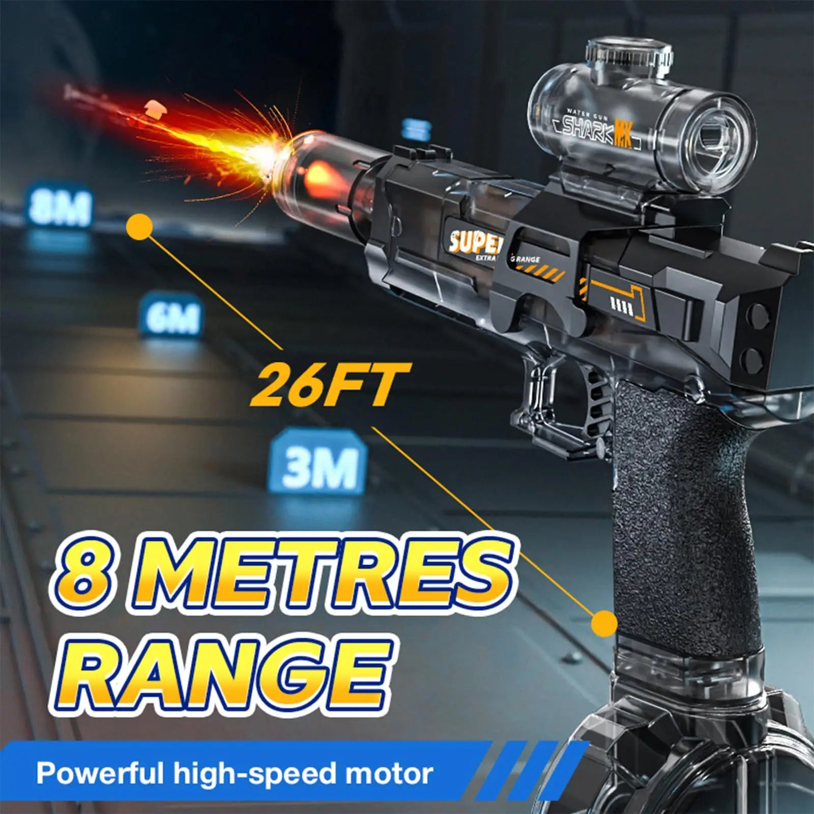 HKM-826707 Electric Water Gun with Light-Up Feature, Battery-Operated Squirt Toy for Summer Fun