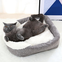 HKM-826707 Pet Nest for Dogs and Cats, Beige and Gray Slippers, Soft Cloth, 46x35x30cm, Suitable for Pets Under 7.5kg