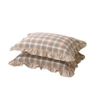 HKM-826707 Washed Cotton Pillowcase with Two Flounces - Soft Pure Cotton, Available in Single or Double Pack