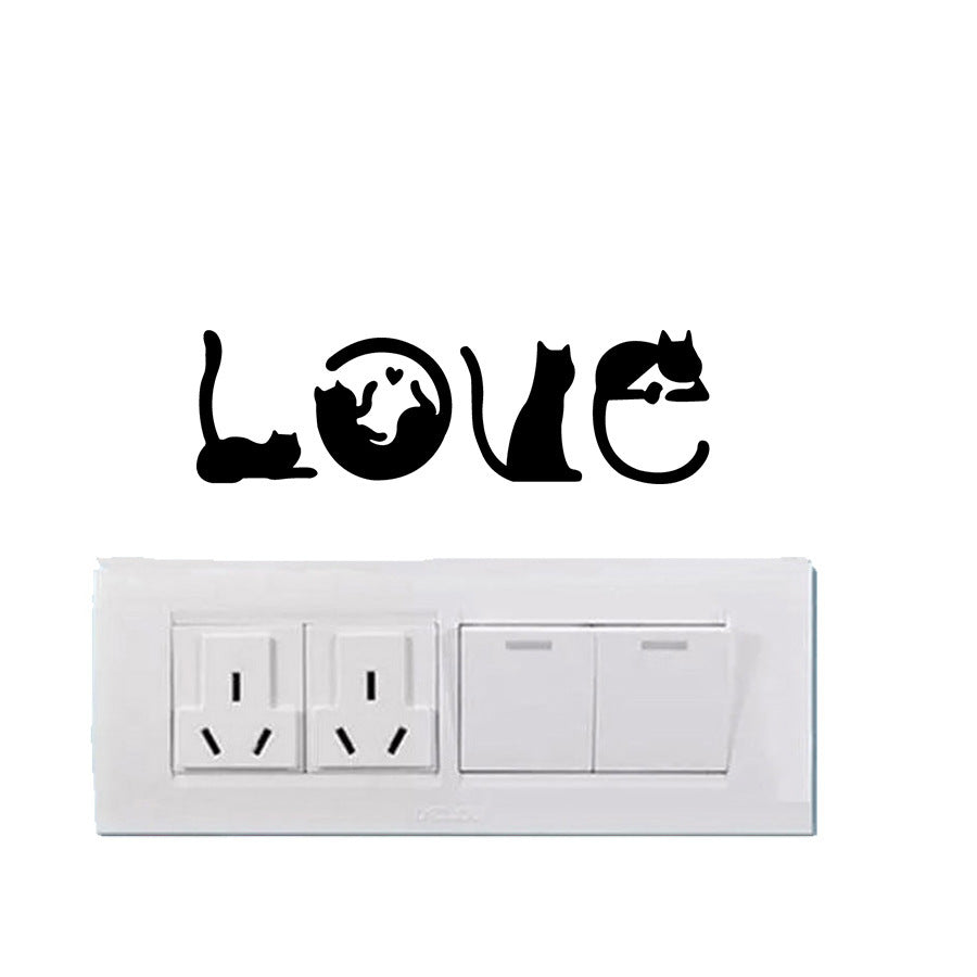 HKM-826835 Cat Love Creative Cartoon Auto Decal Sticker for Home Decoration