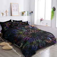 HKM-826899 King Size 8-Piece Mandala Flowers Microfiber Comforter Set with Pillow, Flat Sheet, Fitted Sheet, and Cushion Covers