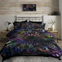 HKM-826899 King Size 8-Piece Mandala Flowers Microfiber Comforter Set with Pillow, Flat Sheet, Fitted Sheet, and Cushion Covers