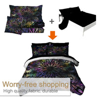 HKM-826899 King Size 8-Piece Mandala Flowers Microfiber Comforter Set with Pillow, Flat Sheet, Fitted Sheet, and Cushion Covers