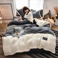 HKM-826899 Solid Color Polyester Fiber Quilt Cover and Thickened Sheet Set
