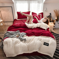 HKM-826899 Solid Color Polyester Fiber Quilt Cover and Thickened Sheet Set
