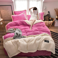 HKM-826899 Solid Color Polyester Fiber Quilt Cover and Thickened Sheet Set