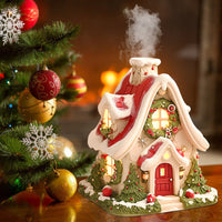 HKM-827027 Luminous Snow House Aromatherapy Burner - Mini Resin Home Decor Ornament