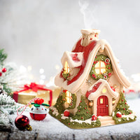 HKM-827027 Luminous Snow House Aromatherapy Burner - Mini Resin Home Decor Ornament