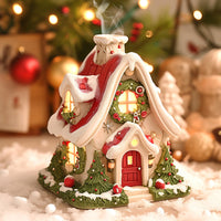 HKM-827027 Luminous Snow House Aromatherapy Burner - Mini Resin Home Decor Ornament