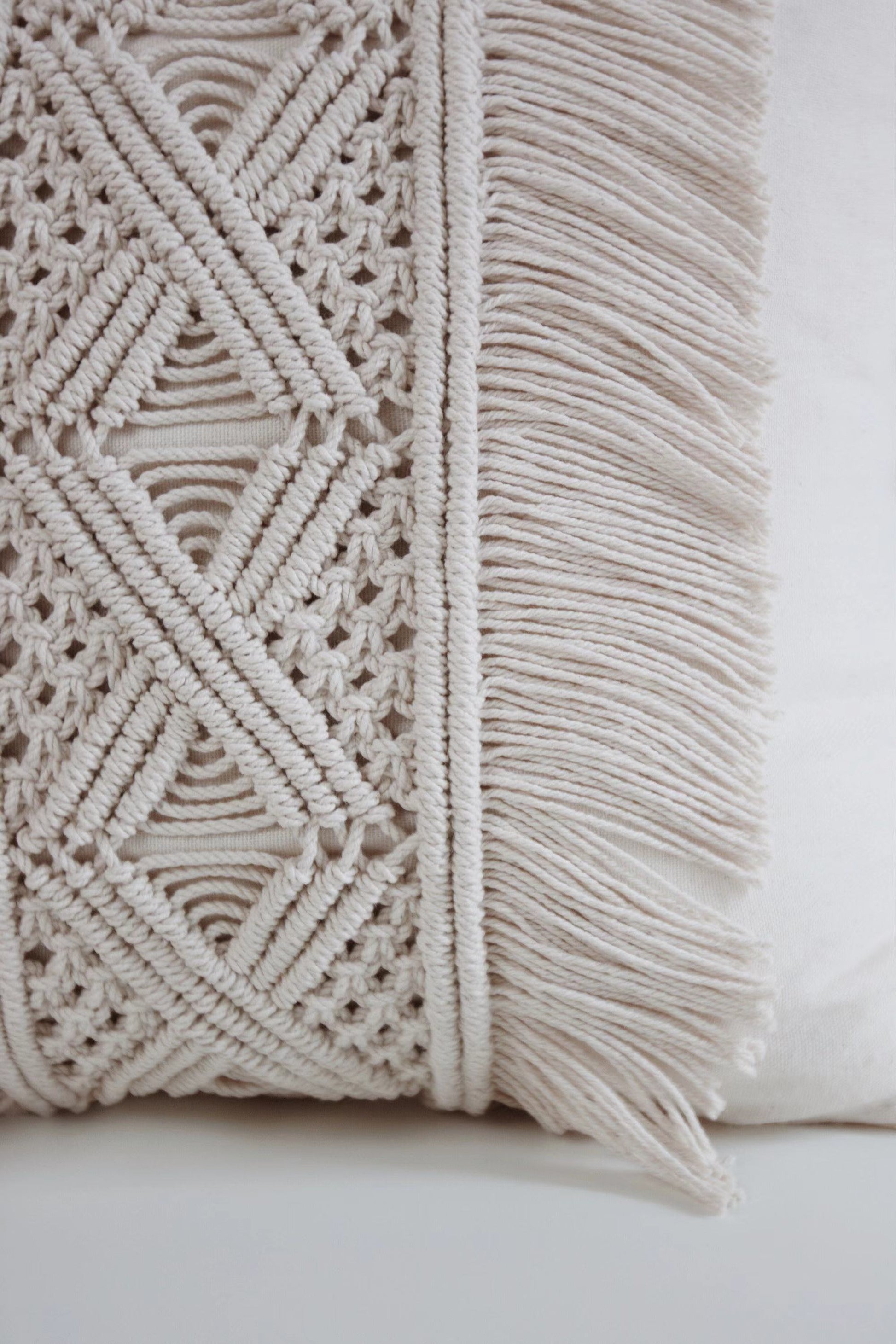 HKM-827027 Nordic Cotton Woven Tassel Pillowcase - 45x45cm Living Room Decor