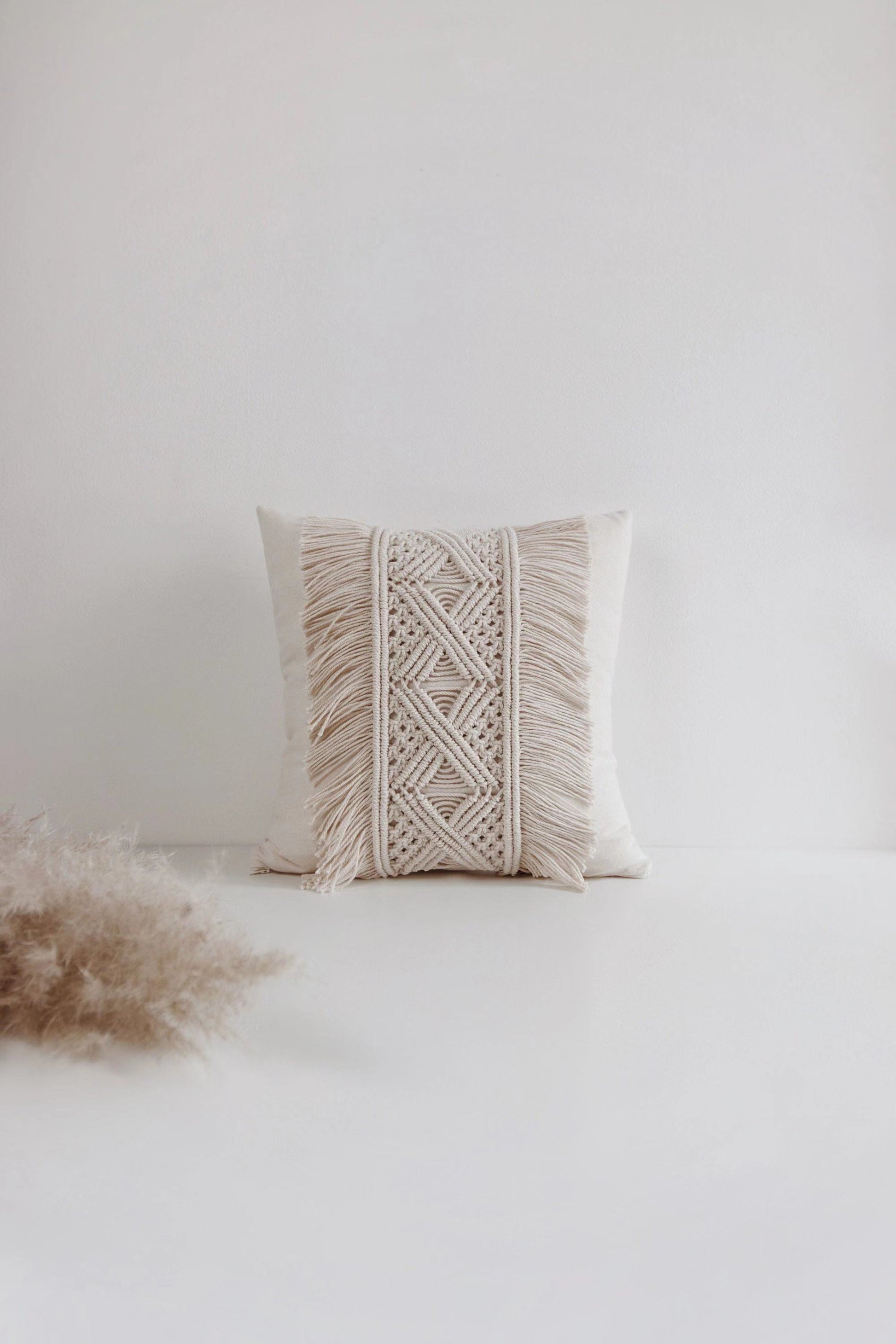HKM-827027 Nordic Cotton Woven Tassel Pillowcase - 45x45cm Living Room Decor