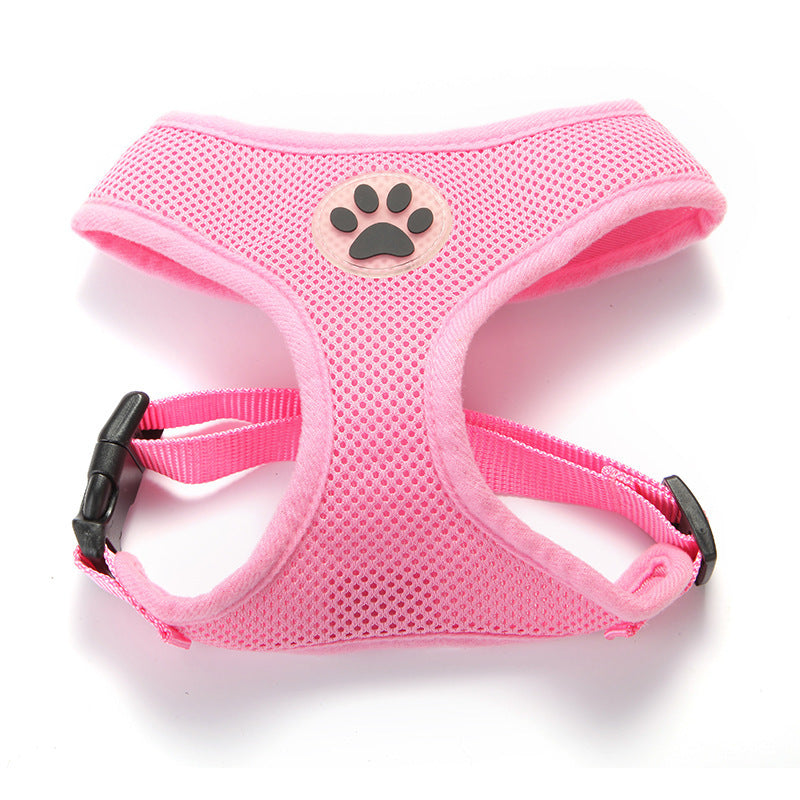 HKM-827091 Breathable Mesh Pet Chest Harness with Adjustable Traction Rope in Multiple Colors
