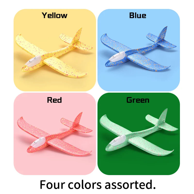 HKM-827155 Foam Glider Airplane with LED Light for Kids - Hand-Throw Flying Toy for Outdoor Fun