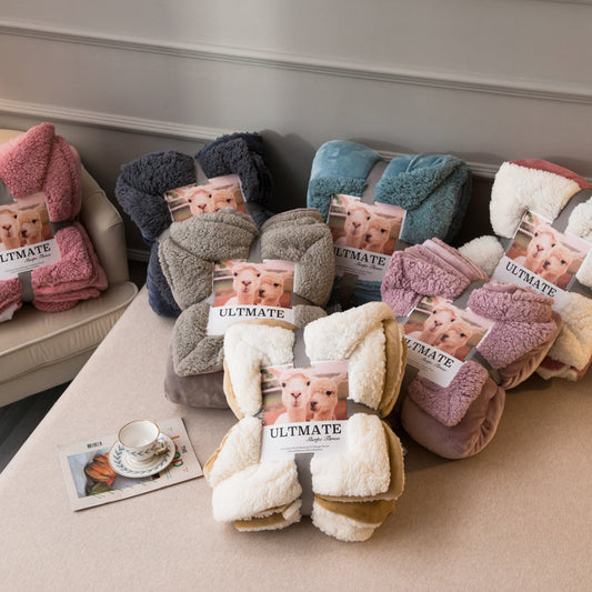 HKM-827219 Double Layer Cashmere Sherpa Blanket for Winter Home Use – Soft and Warm Bedding Comforter