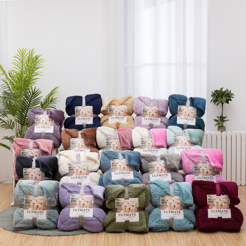 HKM-827219 Double Layer Cashmere Sherpa Blanket for Winter Home Use – Soft and Warm Bedding Comforter
