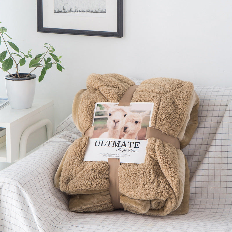 HKM-827219 Double Layer Cashmere Sherpa Blanket for Winter Home Use – Soft and Warm Bedding Comforter