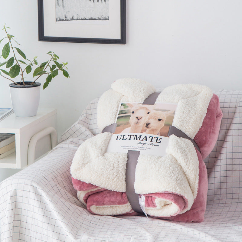 HKM-827219 Double Layer Cashmere Sherpa Blanket for Winter Home Use – Soft and Warm Bedding Comforter