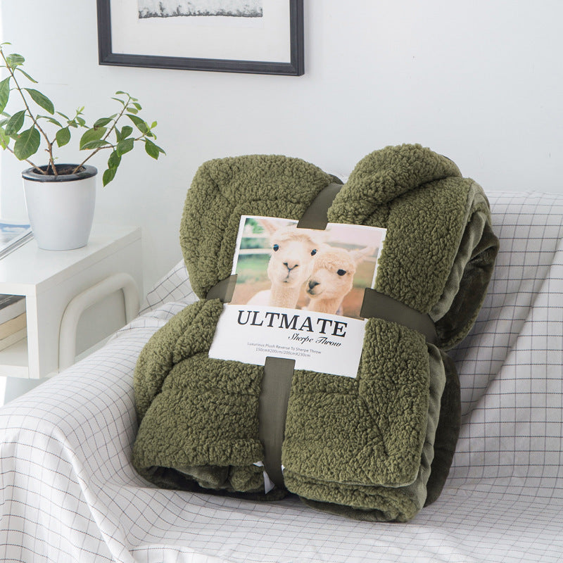 HKM-827219 Double Layer Cashmere Sherpa Blanket for Winter Home Use – Soft and Warm Bedding Comforter