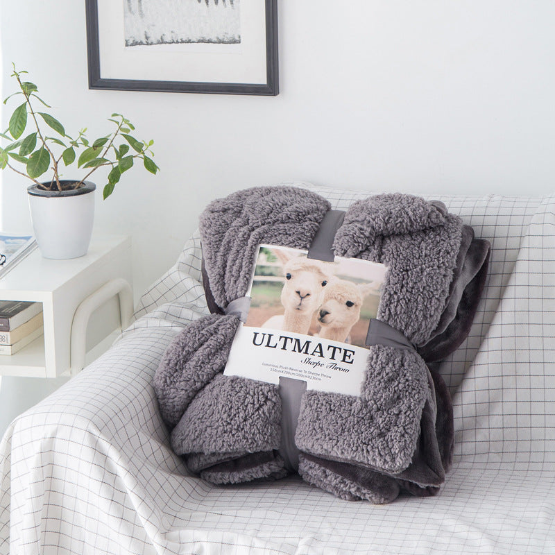 HKM-827219 Double Layer Cashmere Sherpa Blanket for Winter Home Use – Soft and Warm Bedding Comforter