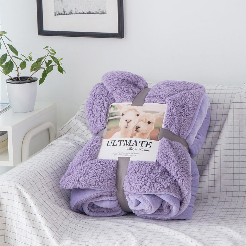 HKM-827219 Double Layer Cashmere Sherpa Blanket for Winter Home Use – Soft and Warm Bedding Comforter