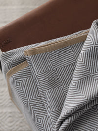 HKM-827475 Cozy Gray Knitted Chenille Wool Blanket with Geometric Pattern - Multiple Sizes Available