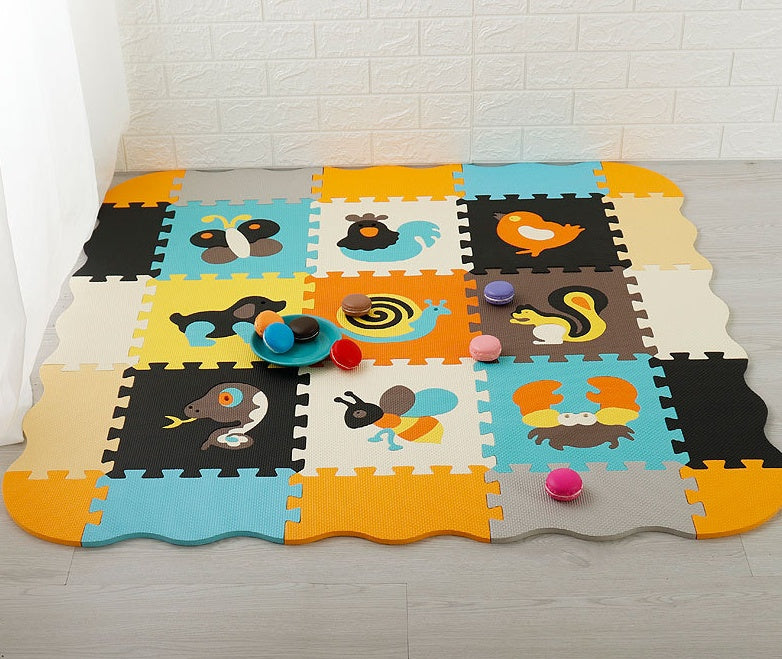 HKM-827603 Eco-Friendly Baby Crawling Play Mat - 9 Floor Mats with Edges and Corners, Ideal for Ages 2 Months and Up