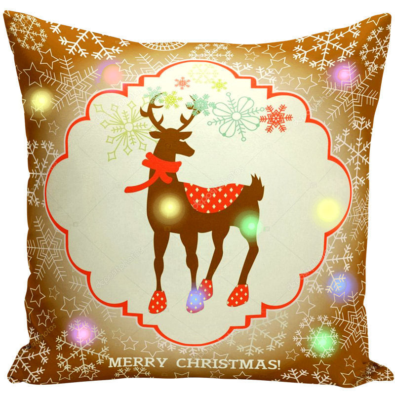 KTX-827731 Cartoon Plush Lantern Christmas Pillowcase, 45x45cm Cushion Cover