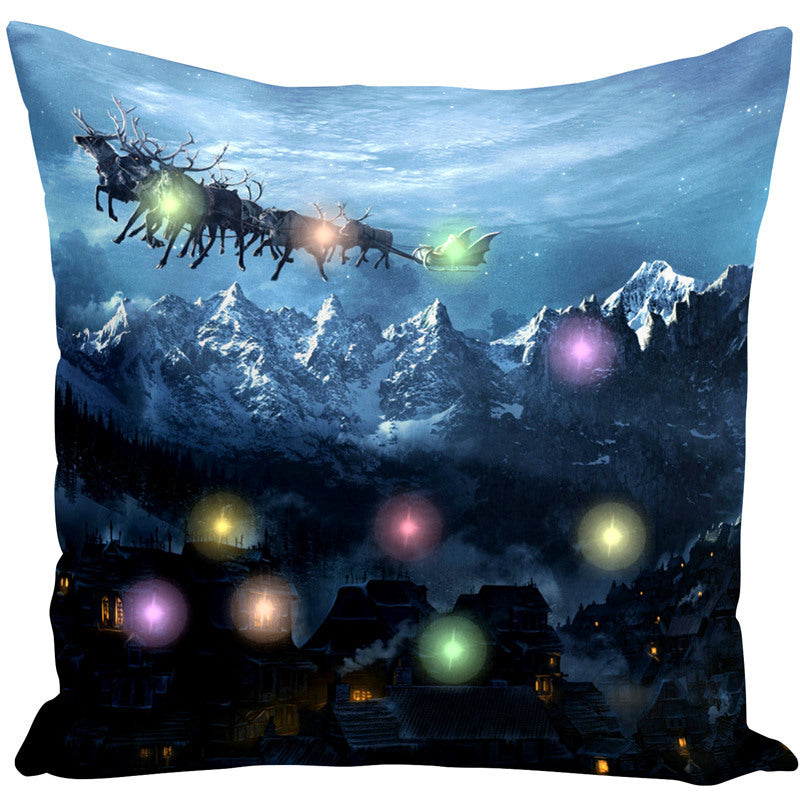 KTX-827731 Cartoon Plush Lantern Christmas Pillowcase, 45x45cm Cushion Cover