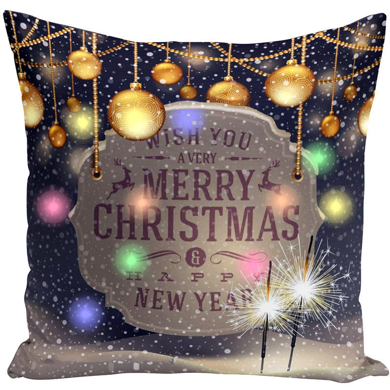 KTX-827731 Cartoon Plush Lantern Christmas Pillowcase, 45x45cm Cushion Cover