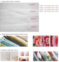 HKM-828051 Cute Fox Cross Stitch Kit - 14ct Cotton Fabric, European Design, 25cm x 33cm, Complete DIY Set