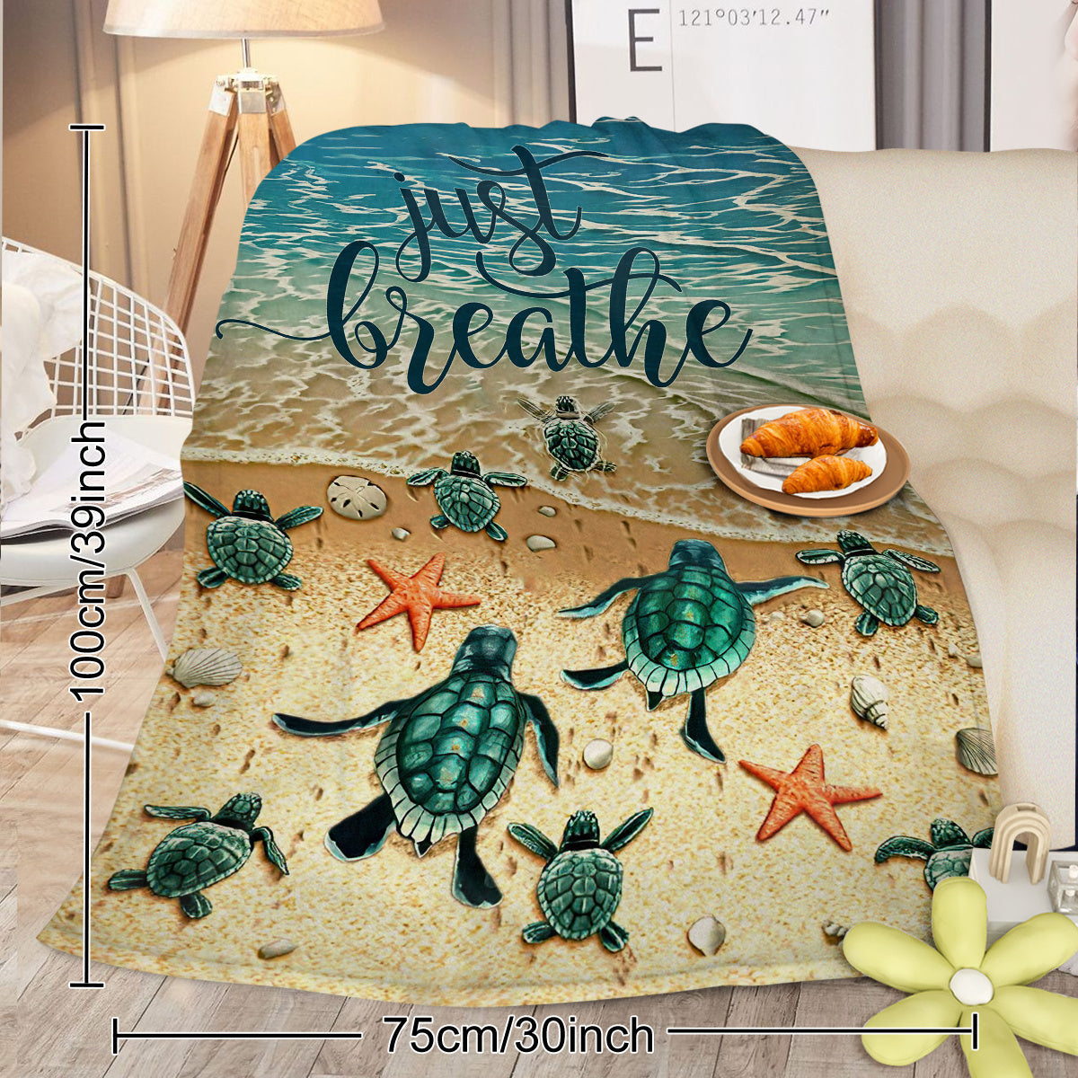 HKM-828371 Tropical Sea Turtle 3D Flannel Fleece Blanket - Soft Plush Throw for Bed, Sofa, Car - Multiple Sizes Available