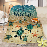 HKM-828371 Tropical Sea Turtle 3D Flannel Fleece Blanket - Soft Plush Throw for Bed, Sofa, Car - Multiple Sizes Available