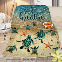HKM-828371 Tropical Sea Turtle 3D Flannel Fleece Blanket - Soft Plush Throw for Bed, Sofa, Car - Multiple Sizes Available