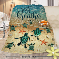 HKM-828371 Tropical Sea Turtle 3D Flannel Fleece Blanket - Soft Plush Throw for Bed, Sofa, Car - Multiple Sizes Available